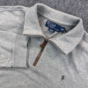 Polo Ralph Lauren 1/4 Pullover Sweater Men's 2XL Heather Gray Elbow Pads Pony